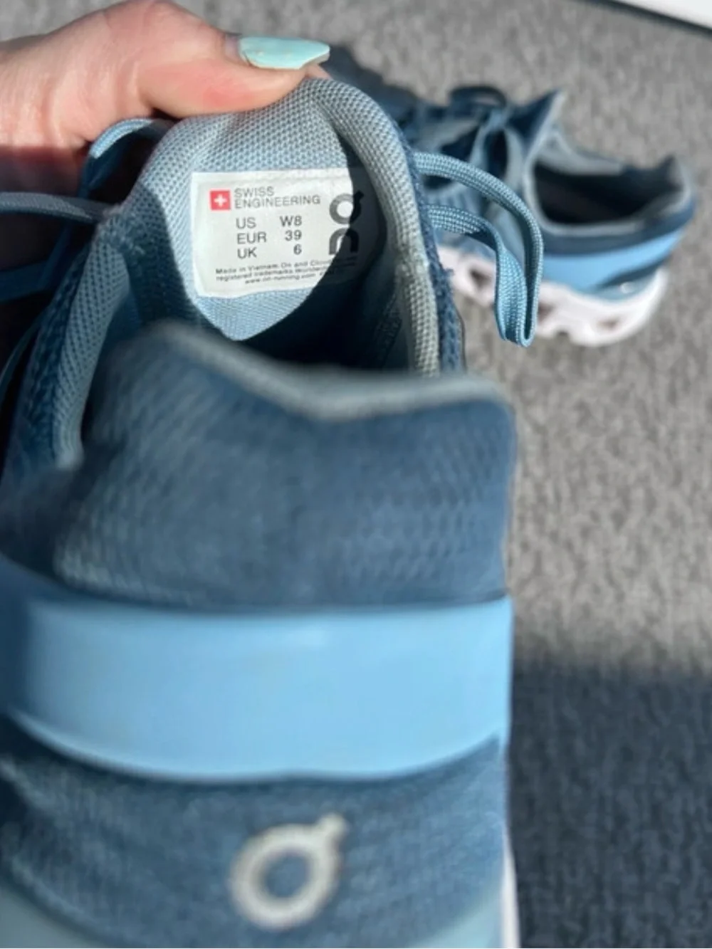 On Cloud Running Shoes in Blue and Light Blue